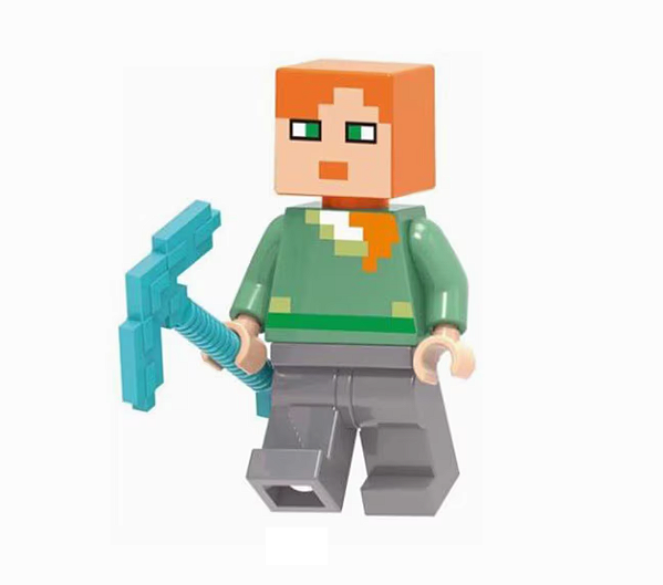 Alex e Picareta de Diamante - Minifigura de Montar Minecraft