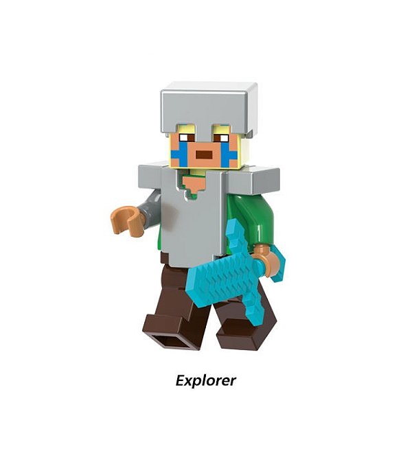 Explorer e Espada de Diamante - Minifigura de Montar Minecraft