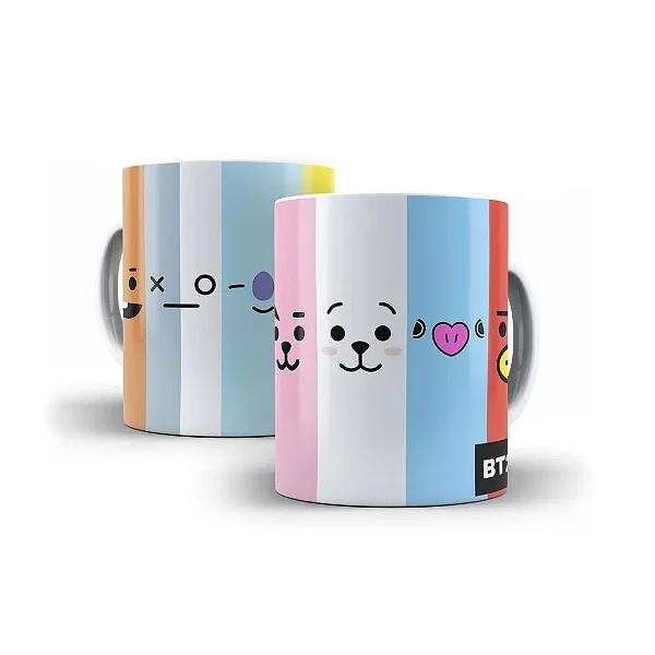 Caneca BT21 Faces BTS (Army KPop) - 325ml