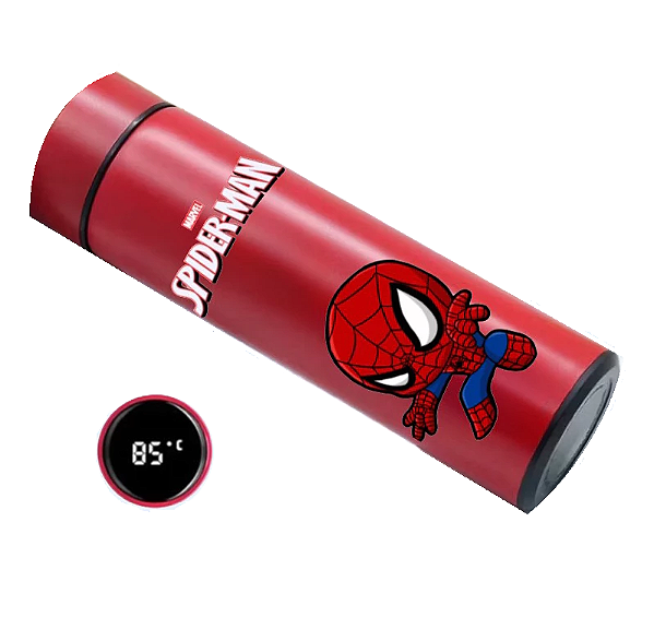 Garrafa Térmica com visor led - Spiderman / Homem Aranha Vermelha 500ml