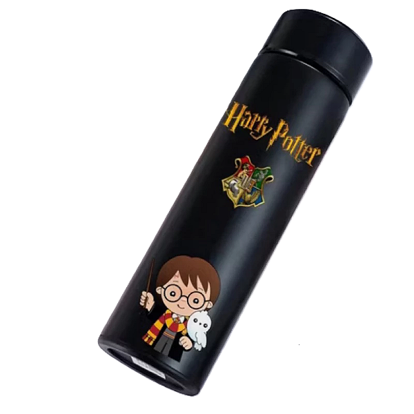 Garrafa Térmica com visor led - Harry Potter Preta 500ml