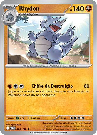 Rhydon (075/142) - Carta Avulsa Pokemon