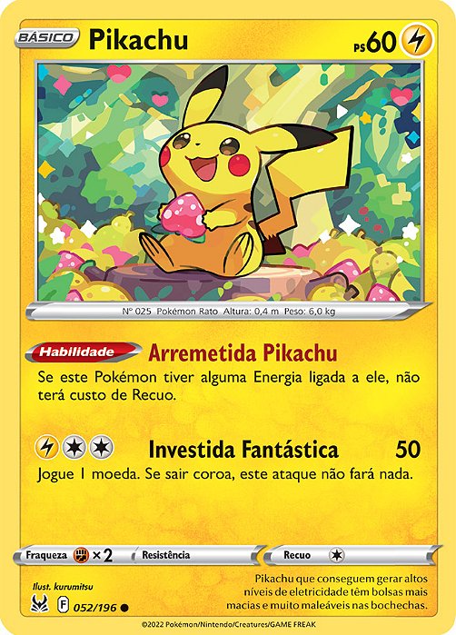Pikachu (052/196) - Carta Avulsa Pokemon