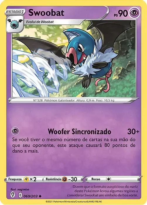 Swoobat (69/203) REV FOIL - Carta Avulsa Pokemon