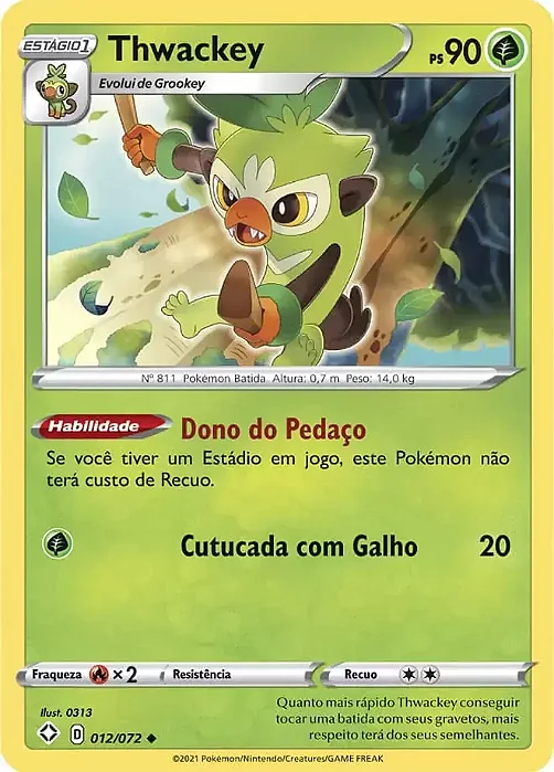 Thwackey (12/72) REV FOIL - Carta Avulsa Pokemon