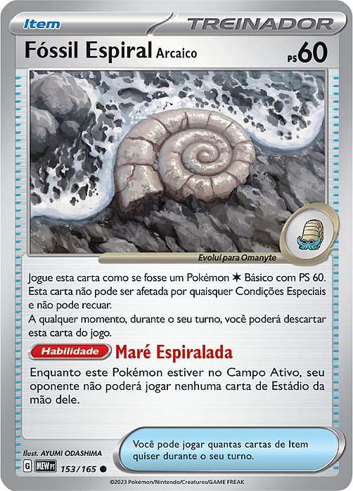 Fóssil Espiral Arcaico / Antique Helix Fossil (153/165) - Carta Avulsa Pokemon