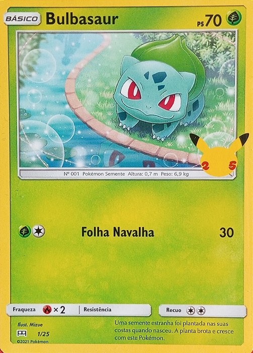 Bulbasaur (1/25) - Carta Avulsa Pokemon