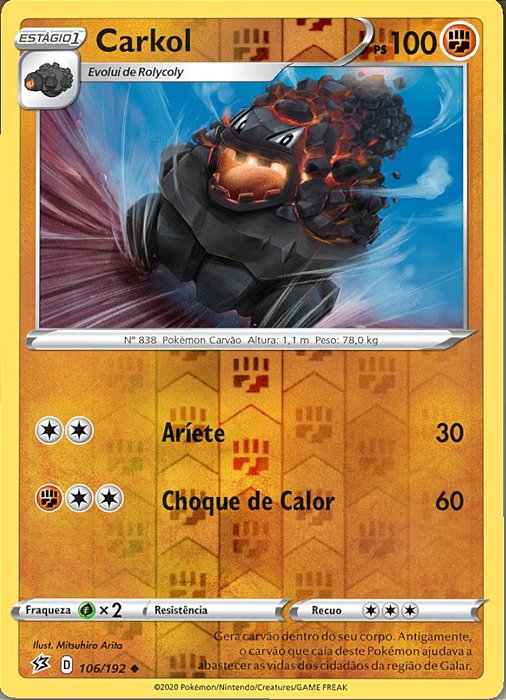 Carkol (106/192) REV FOIL - Carta Avulsa Pokemon