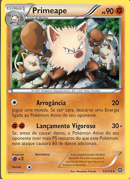 Primeape (53/114) - Carta Avulsa Pokemon
