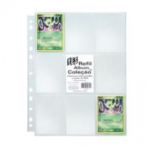 Pacote com Folhas Plásticas com 09 bolsos para Pasta Fichário - 10 Folhas (Yes)