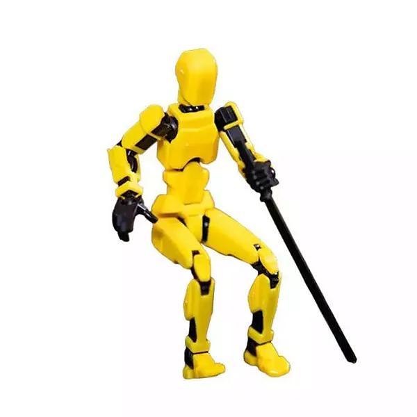 Boneco Dummy Articulado 3D para Montar - Amarelo e Preto (61 pçs)
