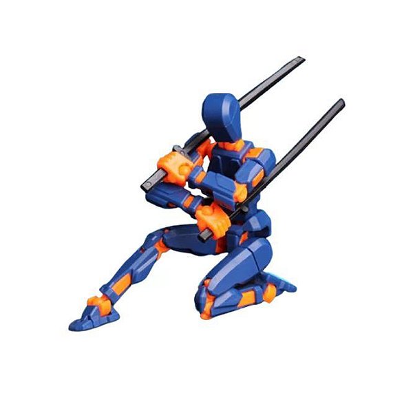 Boneco Dummy Articulado 3D para Montar - Azul e Laranja (61 pçs)