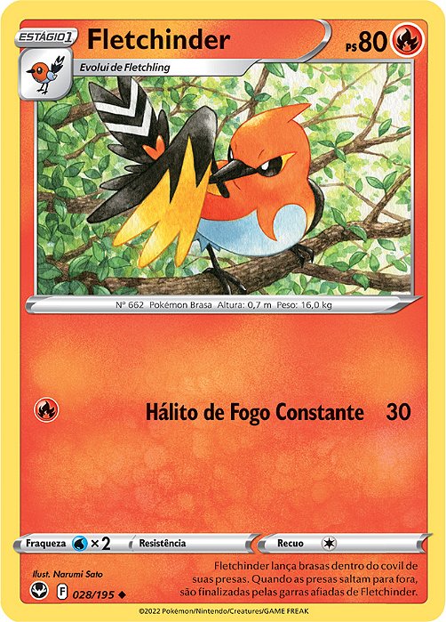 Fletchinder (028/195) REV FOIL - Carta Avulsa Pokemon