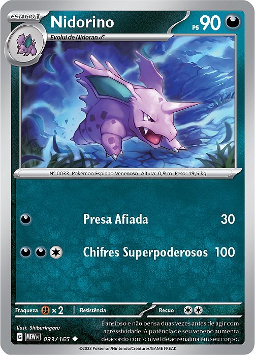 Nidorino (033/165) - Carta Avulsa Pokemon