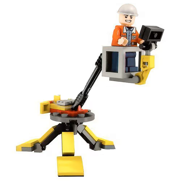 Guindaste Pinça com Operário - Set com Minifigura de Montar (Buid Team City)