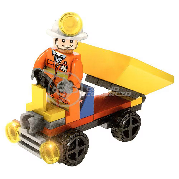 Carrinho caçamba com Operário - Set com Minifigura de Montar (Buid Team City)