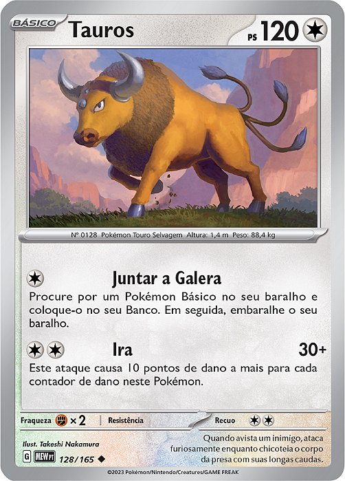 Tauros (128/165) - Carta Avulsa Pokemon