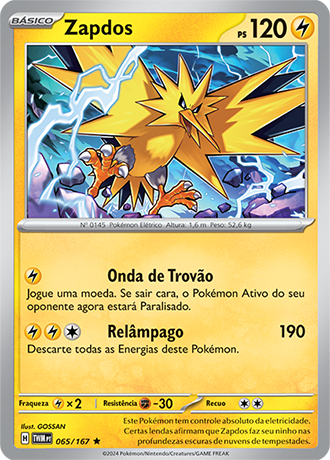 Zapdos (065/167) FOIL - Carta Avulsa Pokemon