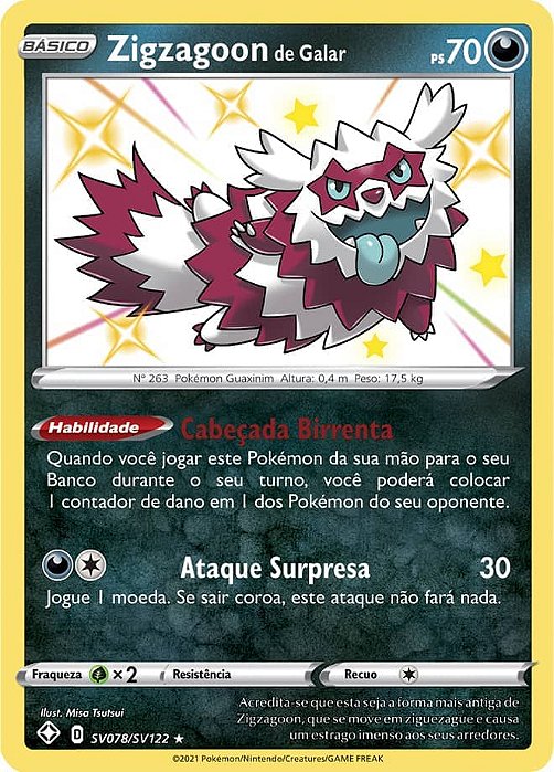Zigzagoon de Galar / Galarian Zigzagoon (SV078/SV122) FOIL - Carta Avulsa Pokemon