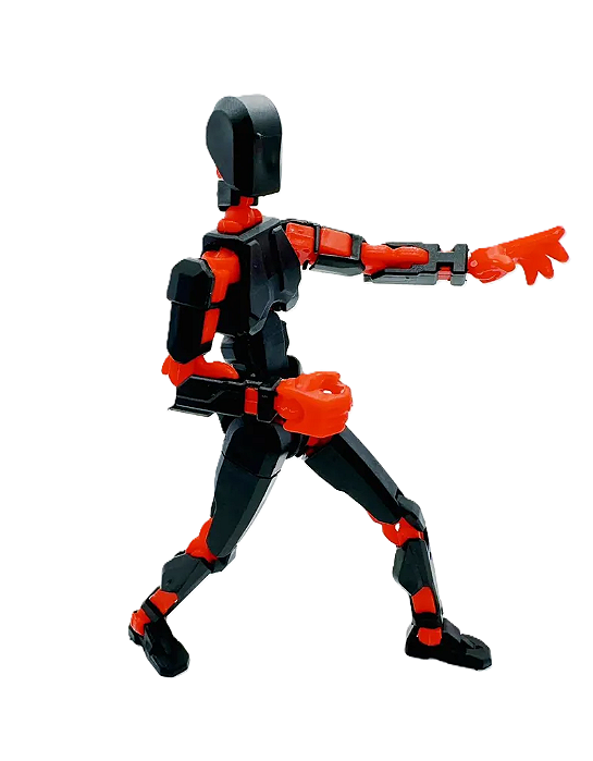 Boneco Dummy Articulado 3D para Montar - Preto e Vermelho (61 pçs)