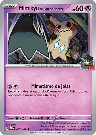 Mimikyu da Equipe Rocket / Team Rocket's Mimikyu (087/182) - Carta Avulsa Pokemon