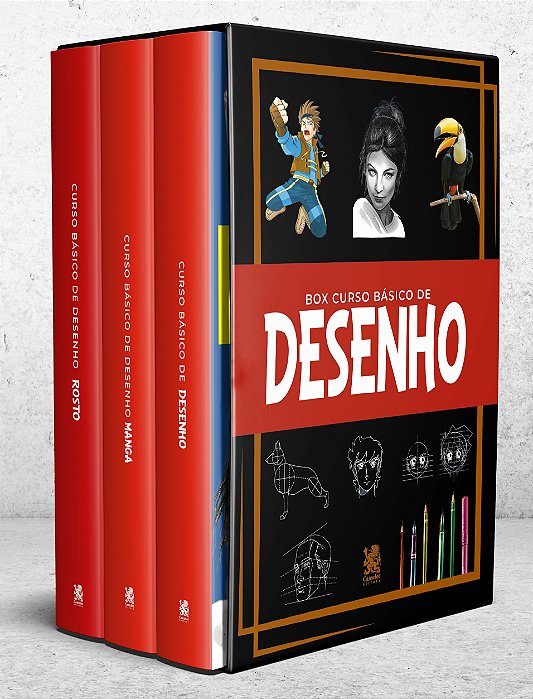 BOX CURSO BASICO DE DESENHO - 3 LIVROS (ROSTO / MANGÁ / DESENHO)
