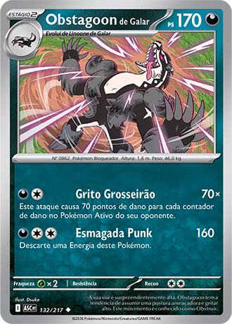 Obstagoon de Galar Galarian Obstagoon (132/217) - Carta Avulsa Pokemon