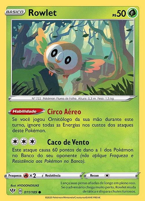 Rowlet (11/189) - Carta Avulsa Pokemon