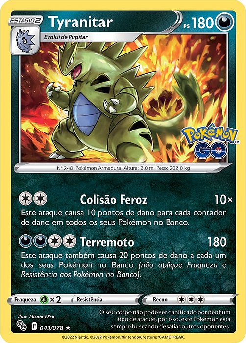 Tyranitar (043/078) REV FOIL - Carta Avulsa Pokemon