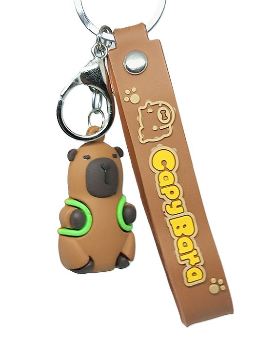 Chaveiro 3D Capivara / Capybara - com mochila de Tartaruga (4cm)