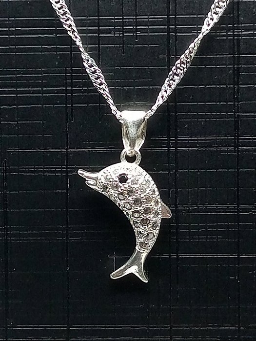 Colar Banhado a Prata com Pingente Dolphin / Golfinho (50cm)