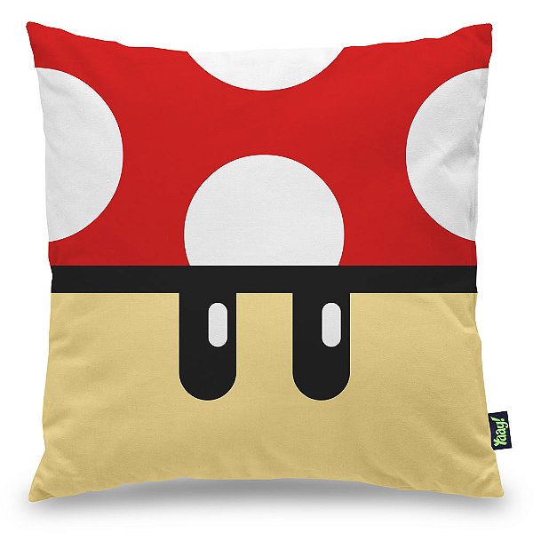 Almofada Cogumelo Vermelho / Grow Up (Super Mario) Quadrada - 40X40cm