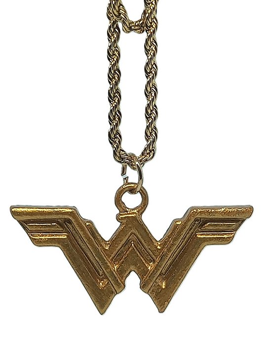 Colar em Aço Dourado com Pingente Logo Mulher Maravilha - DC Comics (45cm)
