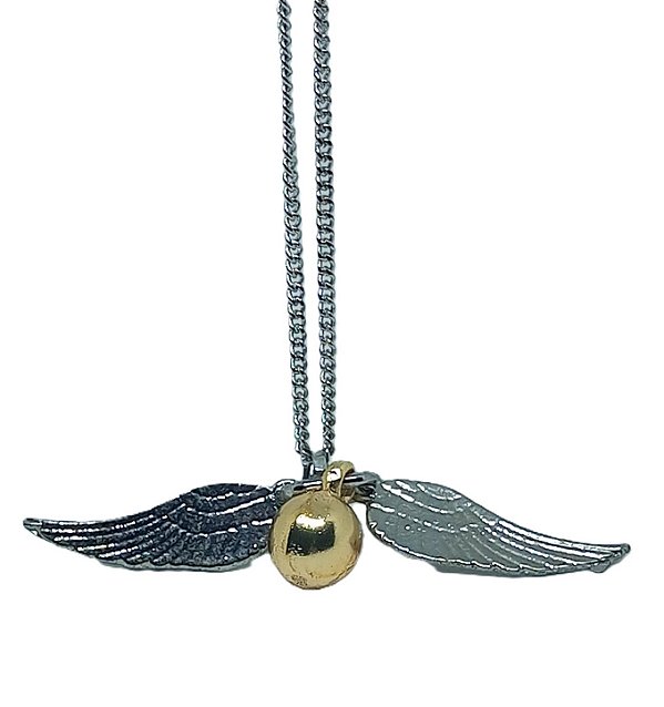 Colar em Aço prateado com Pingente Pomo de Ouro 3D - Harry Potter (40cm)