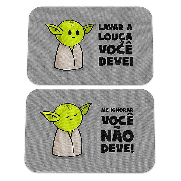 Kit Tapetes de Cozinha DrPepper Mestre Mini Yoda sobre lavar a louça- (60x40cm) Star Wars