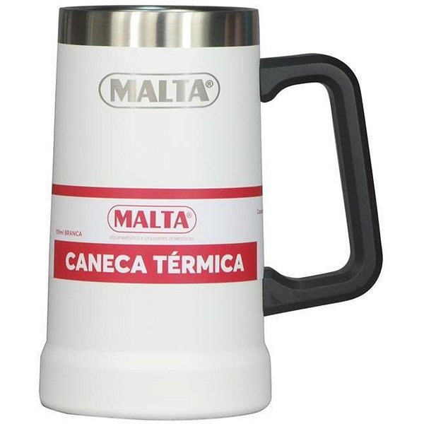 Caneca Térmica Malta Parede Dupla S/ Tampa 709ml Branco