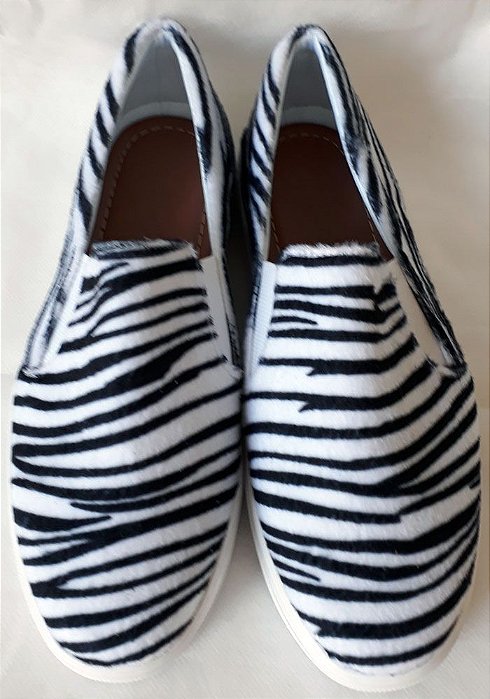 Tênis Slip On Zebrinha Pelúcia Unissex - Tam. 33 Ao 43.