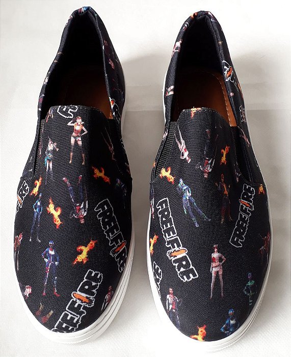Tênis Slip On Free Fire F. Preto Tamanho 33 ao 43.