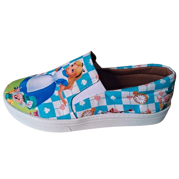 Tênis Slip Alice no País das Maravilhas Lindo Tam. 33 ao 43.