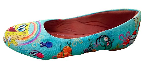 Sapatilha Bob Esponja Calça Quadrada Azul Sapato Feminino Tam. 23 ao 42.