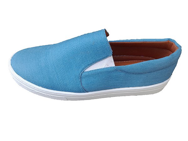 Tênis Slip On Azul Claro Super Confortável Sapatos Tam. 33 ao 43.