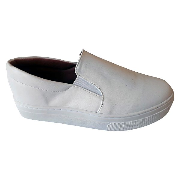 Tênis Slip On Branco Enfermagem Confortável Unissex 33 ao 43.