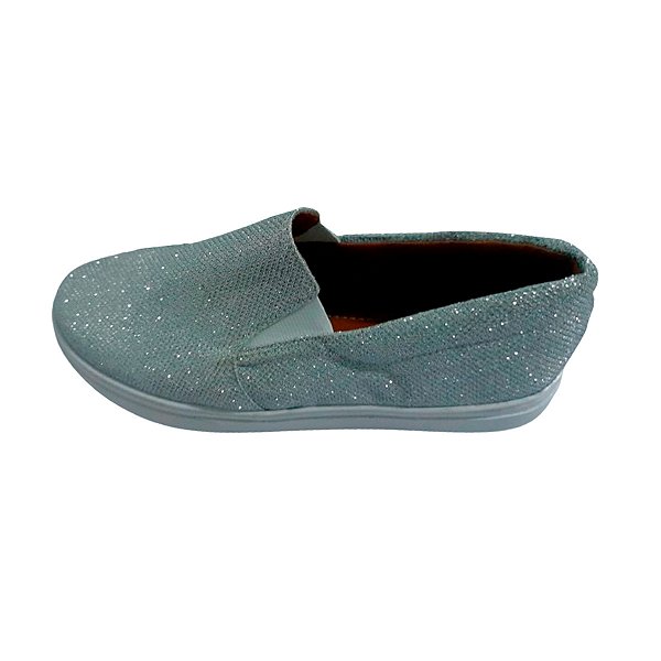 Tênis Slip On Prata Brilho Sapato Feminino Glitter 33 ao 43.