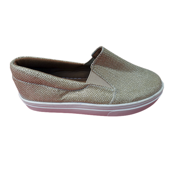 Tênis Slip On Dourado Brilho Sapato Feminino Glitter 33 ao 43.