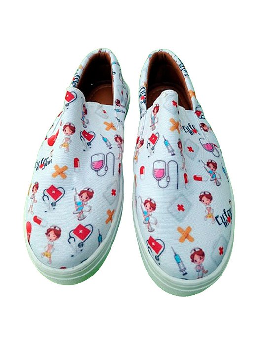Tênis Slip On Enfermeira Branco Enfermagem Sapato Feminino - 33 ao 43.