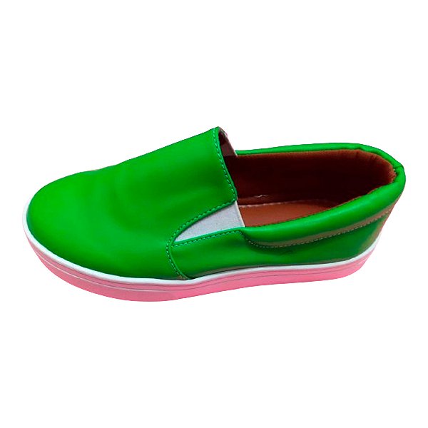 Tênis Slip On Verde Confortável Unissex Tam. 33 ao 43.