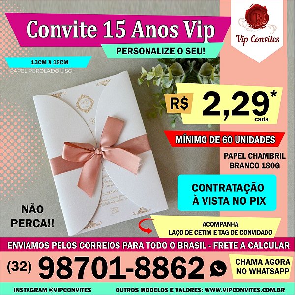 Convite 15 anos corte e laço borboleta