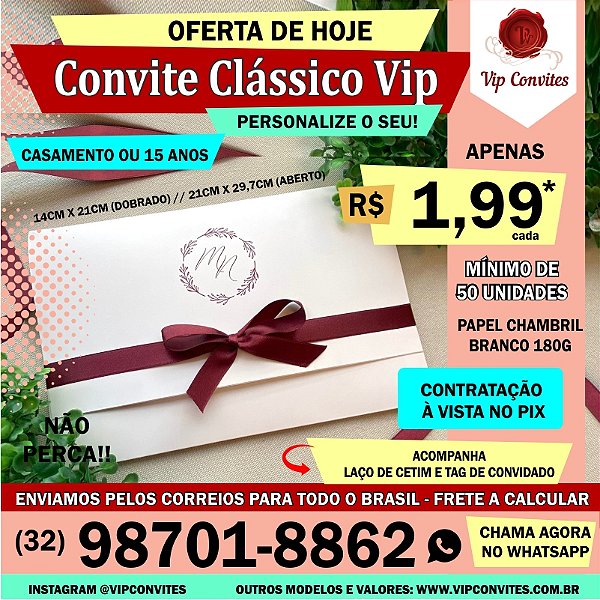 Convite Tradicional M&N laço borboleta