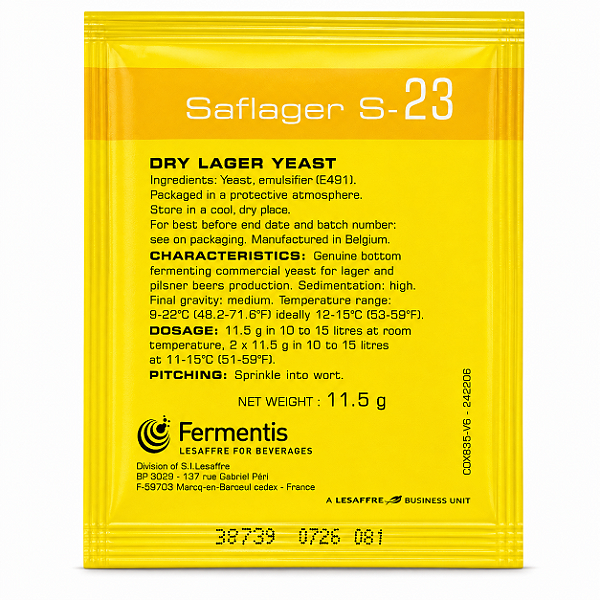 Fermento SafLager S-23 Fermentis - 11,5grs