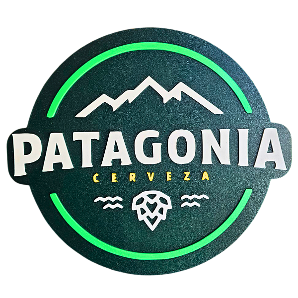 Placa Decorativa Cerveja Patagonia 3D em PLA para Bar, Pub, Churrasqueira e Área Gourmet